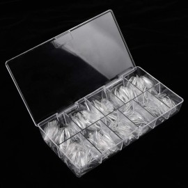 Nail Tips And Glue Acrylic Nails Set - Press On Nails Set 500PCS Short Stiletto Nail Tips Clear Full Cover False Nails Set 5PCS Nail Glues, 1PC Nail File, 1 Pc Cuticle Fork, Sponge Seperator With Case