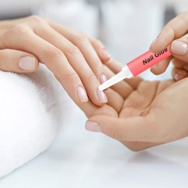 Nail Tips And Glue Acrylic Nails Set - Press On Nails Set 500PCS Short Stiletto Nail Tips Clear Full Cover False Nails Set 5PCS Nail Glues, 1PC Nail File, 1 Pc Cuticle Fork, Sponge Seperator With Case