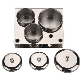 3 Pieces Nail Art Equipment Cup Bowls Stainless Steel Acrylic Liquid Powder Cup Stainless Steel Nail Powder Holder Container with Lids for Nail Art Tools