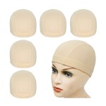 YANTAISIYU 5 Pcs/Lot Blonde Wig Caps Mesh Cap with Wide Elastic Band Stretchable Hairnets Wig Cap for Making Wig Mesh Dome Cap for Wigs (Mesh Cap M)