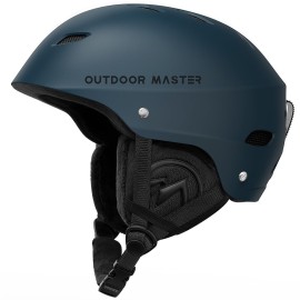 OutdoorMaster Kelvin Ski Helmet - Snowboard Helmet for Men, Women & Youth (Dark Blue,L)