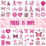 Pink Ribbon Temporary Tattoos Breast Cancer Awareness Tattoos,Fake Waterproof Pink Ribbon Tattoos Breast Cancer Awareness Party Favor Supplies(8 Sheets)