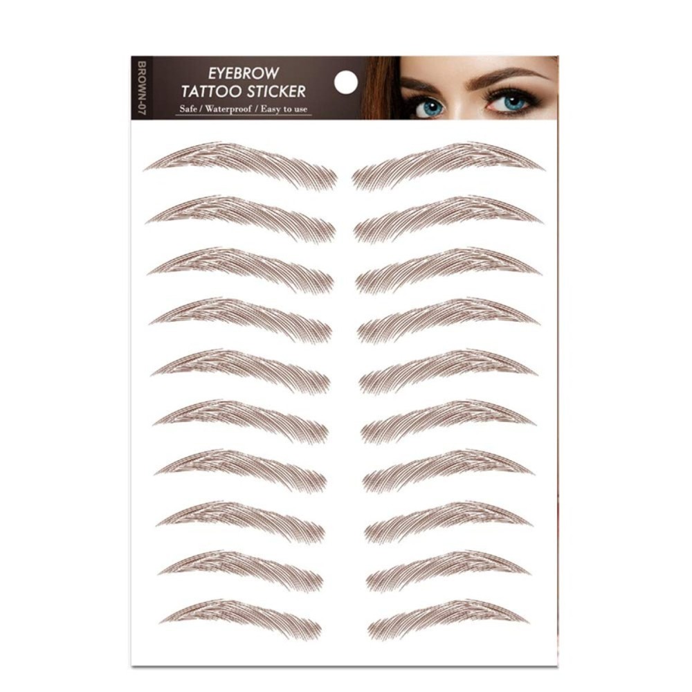 Aaiffey 4D Hair-like Authentic Eyebrows, Brown Imitation Ecological Lazy Natural Tattoo Eyebrow Stickers Waterproof for Woman Makeup Tool 10 Pcs