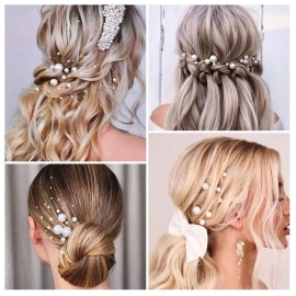 SWEETV 18Pcs Pearl Wedding Hair Pins, Bridal Hair Pins Set Wedding Hair Accessories for Brides
