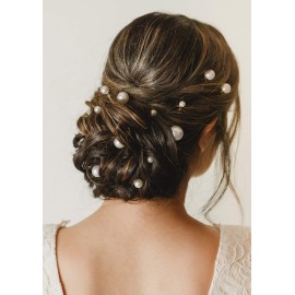 SWEETV 18Pcs Pearl Wedding Hair Pins, Bridal Hair Pins Set Wedding Hair Accessories for Brides