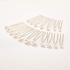 SWEETV 18Pcs Pearl Wedding Hair Pins, Bridal Hair Pins Set Wedding Hair Accessories for Brides