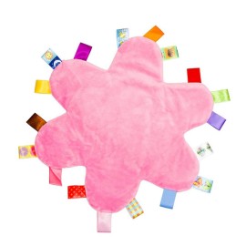 Colorful Baby Taggy Security Blanket Super Soft Appease Towel Cloth Toy Comfort Taggie Blankie with Satin Soothing Toy Pink Nursery Blanket,Best Shower Gift for Newborns Toddlers