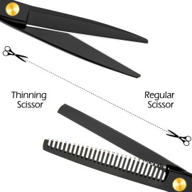 Professional Home Hair Cutting Kit Home Haircutting Scissors Barber/Salon/Home Thinning Shears Kit with Comb and Case Black Cape for Men Women