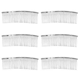 Senkary 10 Pieces Metal Hair Comb Clip Wire Wedding Bridal Veil Combs for Women (30 Teeth, Silver)