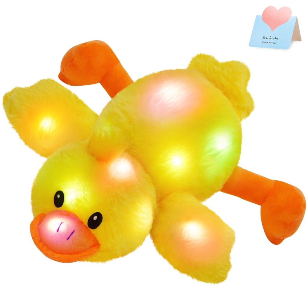 Glow Guards 12\'\' Light up Yellow Duck Stuffed Animal Soft LED Night Light Glowing Plush Toy Pillow Bed Sofa Birthday Children\'s Day for Toddler Kids