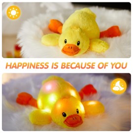 Glow Guards 12\'\' Light up Yellow Duck Stuffed Animal Soft LED Night Light Glowing Plush Toy Pillow Bed Sofa Birthday Children\'s Day for Toddler Kids