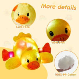 Glow Guards 12\'\' Light up Yellow Duck Stuffed Animal Soft LED Night Light Glowing Plush Toy Pillow Bed Sofa Birthday Children\'s Day for Toddler Kids