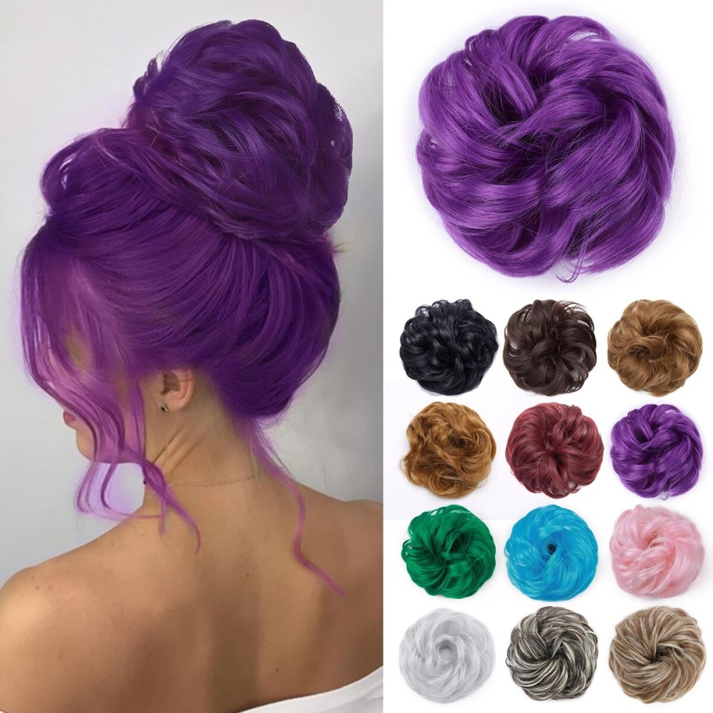 Benehair Hair Bun Hairpiece Scrunchy Updo Hair Pieces Fluffy Scrunchies Donut Top Knot Hairpiece Synthetic Curly Wavy Messy Chignons With Elastic Rubber Band Purple-Thicker 1pc 35g Benehair Hair Bun Hairpiece Scrunchy Updo Hair Pieces Fluffy Scrunchies Donut Top Knot Hairpiece Synthetic Curly Wavy Messy Chignons With Elastic Rubber Band Purple-Thicker 1pc 35g