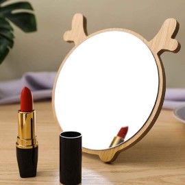 Aestivate Round Compact Desk Mirror, Christmas Deer Ear Shaped Table Standing Wood Framed Mirror Desktop Mirror for Women Girls Makeup Comestic Bathroom Shower Travel Mirror (Deer) Aestivate Round Compact Desk Mirror, Christmas Deer Ear Shaped Table Standing Wood Framed Mirror Desktop Mirror for Women Girls Makeup Comestic Bathroom Shower Travel Mirror (Deer)