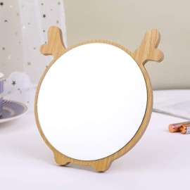Aestivate Round Compact Desk Mirror, Christmas Deer Ear Shaped Table Standing Wood Framed Mirror Desktop Mirror for Women Girls Makeup Comestic Bathroom Shower Travel Mirror (Deer) Aestivate Round Compact Desk Mirror, Christmas Deer Ear Shaped Table Standing Wood Framed Mirror Desktop Mirror for Women Girls Makeup Comestic Bathroom Shower Travel Mirror (Deer)