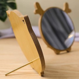 Aestivate Round Compact Desk Mirror, Christmas Deer Ear Shaped Table Standing Wood Framed Mirror Desktop Mirror for Women Girls Makeup Comestic Bathroom Shower Travel Mirror (Deer) Aestivate Round Compact Desk Mirror, Christmas Deer Ear Shaped Table Standing Wood Framed Mirror Desktop Mirror for Women Girls Makeup Comestic Bathroom Shower Travel Mirror (Deer)