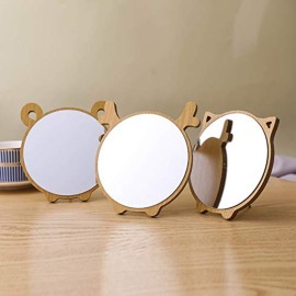 Aestivate Round Compact Desk Mirror, Christmas Deer Ear Shaped Table Standing Wood Framed Mirror Desktop Mirror for Women Girls Makeup Comestic Bathroom Shower Travel Mirror (Deer) Aestivate Round Compact Desk Mirror, Christmas Deer Ear Shaped Table Standing Wood Framed Mirror Desktop Mirror for Women Girls Makeup Comestic Bathroom Shower Travel Mirror (Deer)