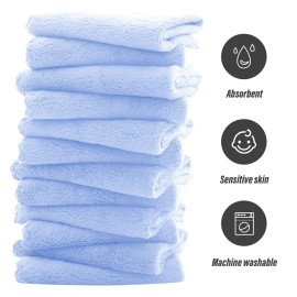 Sunny zzzZZ Ultra Soft 24 Pack Baby Washcloths - 10x10 Inches - Coral Fleece Extra Absorbent Wash Clothes for Babies, Infants and Toddlers - Sensitive Skin and Newborn - Ideal Baby - Sky Blue