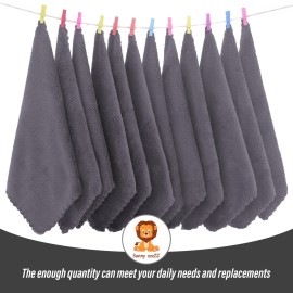 Sunny zzzZZ Ultra Soft 24 Pack Baby Washcloths - 10x10 Inches - Coral Fleece Extra Absorbent Wash Clothes for Babies, Infants and Toddlers - Sensitive Skin and Newborn - Ideal Baby - Dark Grey