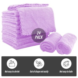 Sunny zzzZZ Ultra Soft 24 Pack Baby Washcloths - 10x10 Inches - Coral Fleece Extra Absorbent Wash Clothes for Babies, Infants and Toddlers - Sensitive Skin and Newborn - Ideal Baby - Violet Purple