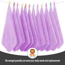 Sunny zzzZZ Ultra Soft 24 Pack Baby Washcloths - 10x10 Inches - Coral Fleece Extra Absorbent Wash Clothes for Babies, Infants and Toddlers - Sensitive Skin and Newborn - Ideal Baby - Violet Purple