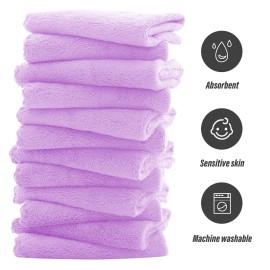 Sunny zzzZZ Ultra Soft 24 Pack Baby Washcloths - 10x10 Inches - Coral Fleece Extra Absorbent Wash Clothes for Babies, Infants and Toddlers - Sensitive Skin and Newborn - Ideal Baby - Violet Purple