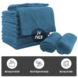 Sunny zzzZZ Ultra Soft 24 Pack Baby Washcloths - 10x10 Inches - Coral Fleece Extra Absorbent Wash Clothes for Babies, Infants and Toddlers - Sensitive Skin and Newborn - Ideal Baby - Ocean Aqua