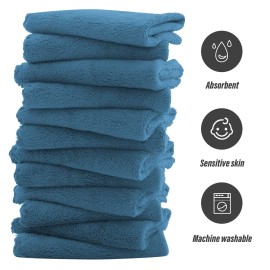 Sunny zzzZZ Ultra Soft 24 Pack Baby Washcloths - 10x10 Inches - Coral Fleece Extra Absorbent Wash Clothes for Babies, Infants and Toddlers - Sensitive Skin and Newborn - Ideal Baby - Ocean Aqua