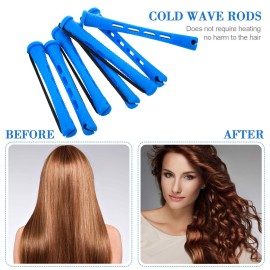 96 Pieces Hair Perm Rods, Cold Wave Rods Plastic Perming Rods Heatless Curlers Rollers with 2 Steel Pintail Comb Rat Tail Comb for Hairdressing Styling Tools (Blue,0.35 Inch/ 0.9 cm)