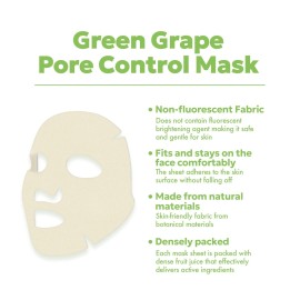 FRUDIA Green Grape Pore Control Face Mask Sheets (10 Pack), Korean Face Masks with 60% Green Grape Extract, Tannin Pore Complex & Anti Sebum P for Hydrating & Pore Minimization