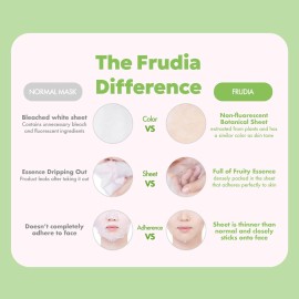 FRUDIA Green Grape Pore Control Face Mask Sheets (10 Pack), Korean Face Masks with 60% Green Grape Extract, Tannin Pore Complex & Anti Sebum P for Hydrating & Pore Minimization