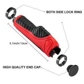 ROCKBROS Mountain Bike Grips Handlebar Bicycle Handlebar Grips Bike Handle Grips Double Aluminum Clamp Lock On Grips for MTB BMX Mountain Bike Handle Bar Ends Black Grey Red Green