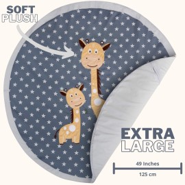 OBERLUX Baby Play Mat Memory Foam - Play Mat for Baby, Machine Washable, 49 inches-Large Non Slip Floor Mat, Playroom Decor, Baby Crawling Mat, Tummy Time Mat, Jungle Animal Safari Theme Baby Mat.
