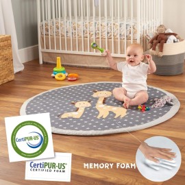 OBERLUX Baby Play Mat Memory Foam - Play Mat for Baby, Machine Washable, 49 inches-Large Non Slip Floor Mat, Playroom Decor, Baby Crawling Mat, Tummy Time Mat, Jungle Animal Safari Theme Baby Mat.
