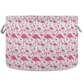 visesunny Pink Flamingo Collapsible Large Capacity Basket Storage Bin with Durable Cotton Handles, Home Organizer Solution for Office, Bedroom, Closet, Toys, Laundry