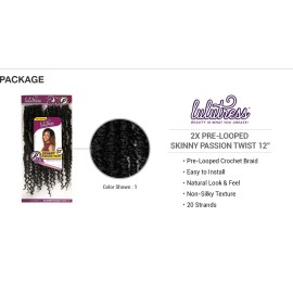 Sensationnel Crochet Braids Lulutress 2X Pre-Looped Skinny Passion Twist 12 (3-PACK, 1B) Sensationnel Crochet Braids Lulutress 2X Pre-Looped Skinny Passion Twist 12 (3-PACK, 1B)