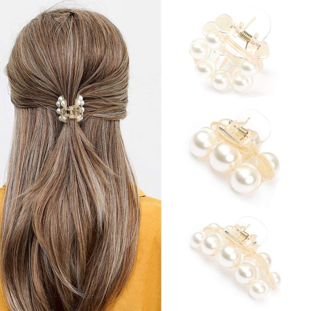 Brinie Hair Claw Clamps Champagne Pearl Hair Barrettes Medium Small Non Slip Clips Hair Accessories for Women and Girls (3 PCS) Brinie Hair Claw Clamps Champagne Pearl Hair Barrettes Medium Small Non Slip Clips Hair Accessories for Women and Girls (3 PCS)