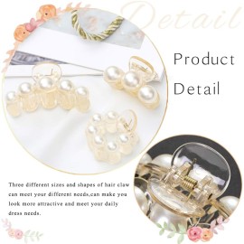 Brinie Hair Claw Clamps Champagne Pearl Hair Barrettes Medium Small Non Slip Clips Hair Accessories for Women and Girls (3 PCS) Brinie Hair Claw Clamps Champagne Pearl Hair Barrettes Medium Small Non Slip Clips Hair Accessories for Women and Girls (3 PCS)