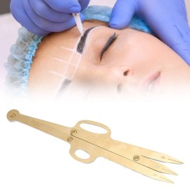Eyebrow Stencil Ruler, Eyebrow Stencil Positioning DIY Ruler Calipers Microblading Supplies Shaper Ruler Permanent Makeup Gold Ratio Eyebrow Measure Tool Stainless Steel Eyebrow Measuring Tool (gold)