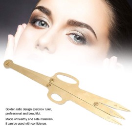 Eyebrow Stencil Ruler, Eyebrow Stencil Positioning DIY Ruler Calipers Microblading Supplies Shaper Ruler Permanent Makeup Gold Ratio Eyebrow Measure Tool Stainless Steel Eyebrow Measuring Tool (gold)