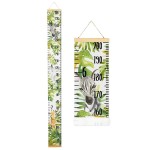 Juvale Safari Canvas Growth & Height Chart for Kids & Baby - Jungle Nursery Theme Growth Chart with Wooden Frame for Safari Nursery Decor - 79 x 7.9 Inches - Playroom Wall Decor