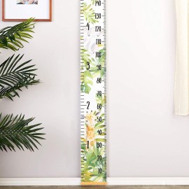 Juvale Safari Canvas Growth & Height Chart for Kids & Baby - Jungle Nursery Theme Growth Chart with Wooden Frame for Safari Nursery Decor - 79 x 7.9 Inches - Playroom Wall Decor