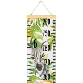Juvale Safari Canvas Growth & Height Chart for Kids & Baby - Jungle Nursery Theme Growth Chart with Wooden Frame for Safari Nursery Decor - 79 x 7.9 Inches - Playroom Wall Decor