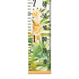 Juvale Safari Canvas Growth & Height Chart for Kids & Baby - Jungle Nursery Theme Growth Chart with Wooden Frame for Safari Nursery Decor - 79 x 7.9 Inches - Playroom Wall Decor