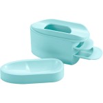 2-in-1 Dip Powder Recycling Tray System & French Tip Mold Dip Nail Tray - Nail Powder Glitter Rhinestones Pearls Saver Holder Storage Container Recycling Tool - French Smile Line Making Mold - Blue