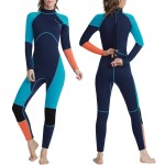 OMGear Wetsuit Men Women Youth 3mm Neoprene Full Body UV Protection One Piece Long Sleeves Scuba Diving Suits Back Zipper for Scuba Diving Surfing Snorkeling Swimming Water Sports(Green & Orange,L)