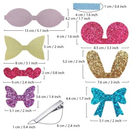 AOUXSEEM Faux Leather Hair Bows DIY Making Kit with Pre Cut Pieces and Hair Clips,Make Fashionable Shiny Hair Clips for Girls Lady Woman(Cute,20 Set)