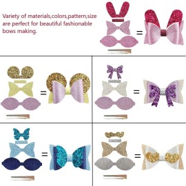 AOUXSEEM Faux Leather Hair Bows DIY Making Kit with Pre Cut Pieces and Hair Clips,Make Fashionable Shiny Hair Clips for Girls Lady Woman(Cute,20 Set)