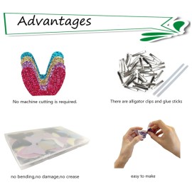 AOUXSEEM Faux Leather Hair Bows DIY Making Kit with Pre Cut Pieces and Hair Clips,Make Fashionable Shiny Hair Clips for Girls Lady Woman(Cute,20 Set)