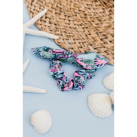 Lilly Pulitzer Blue/Pink/Green Women\'s Hair Tie Scrunchie with Bow Detail, Bringing Mermaid Back